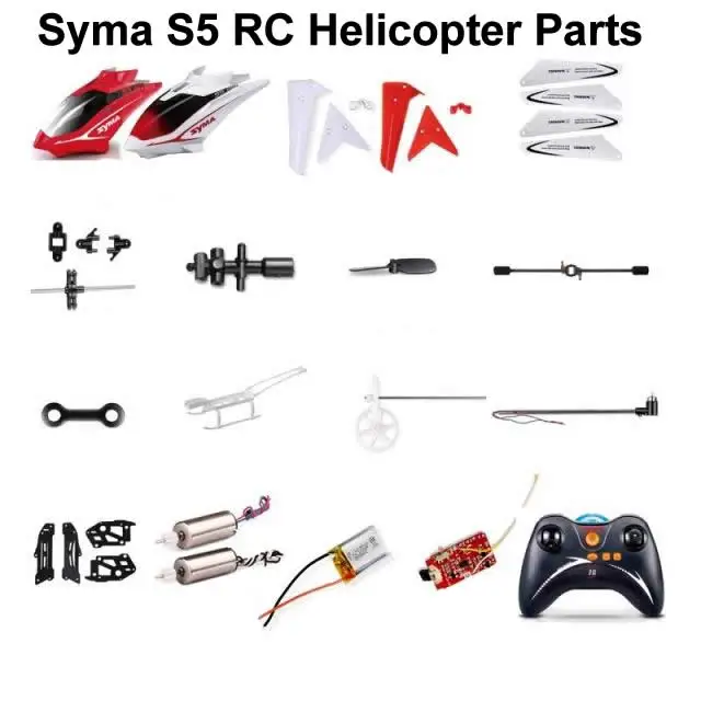 

Syma S5 RC Helicopter Full Set Accessories Head Cover Blades Motors Battery Blade Clip Tail Decoration etc. for W25 S5-N S5H
