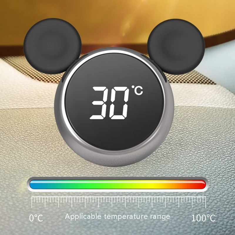 

Portable Car Digital LCD Clock/Temperature Display Electronic Clock Thermometer Aromatherapy Car Accessories Silver