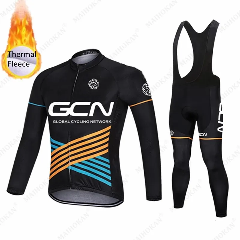 

GCN 2021 зимняя одежда для велоспорта с длинными рукавами, теплый флисовый комплект униформы, Мужская одежда для горного велосипеда, трикотажн...