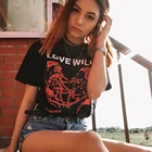 Женская футболка унисекс Love Will Tear Us, черная хипстерская футболка в стиле панк, Tumblr