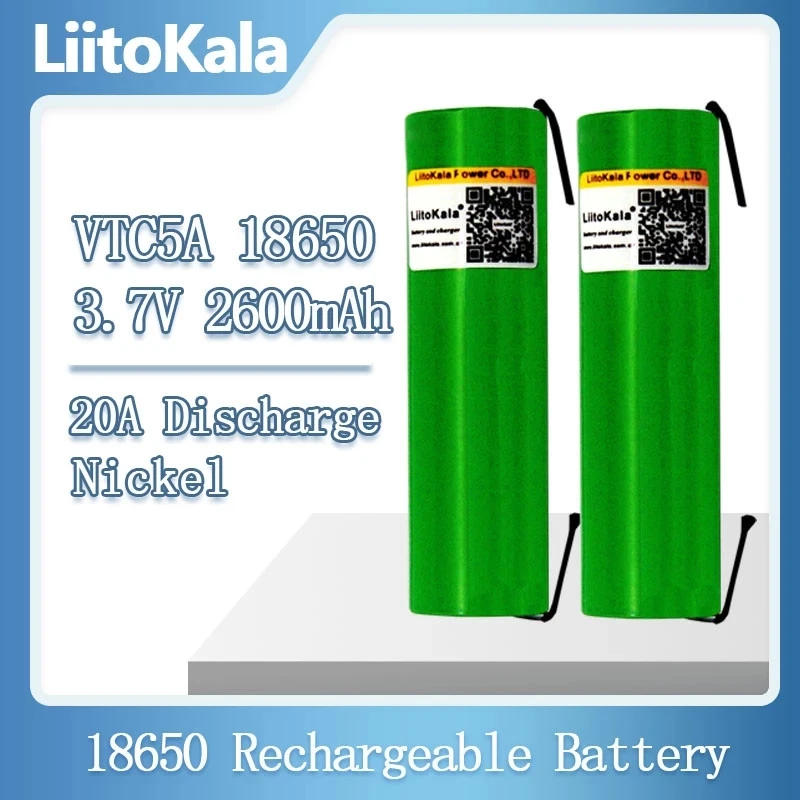 Liitokala VTC5A-N Max 40A Pulse 60A Original 3.6V battery 18650 rechargeable VTC5A 2600mAh High Drain 40A Battery