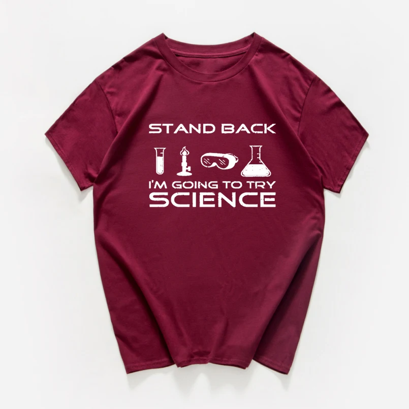 Stand back i am'm to try science забавная Футболка мужская хип-хоп хипстерская уличная футболка homme мужская одежда harajuku Топ