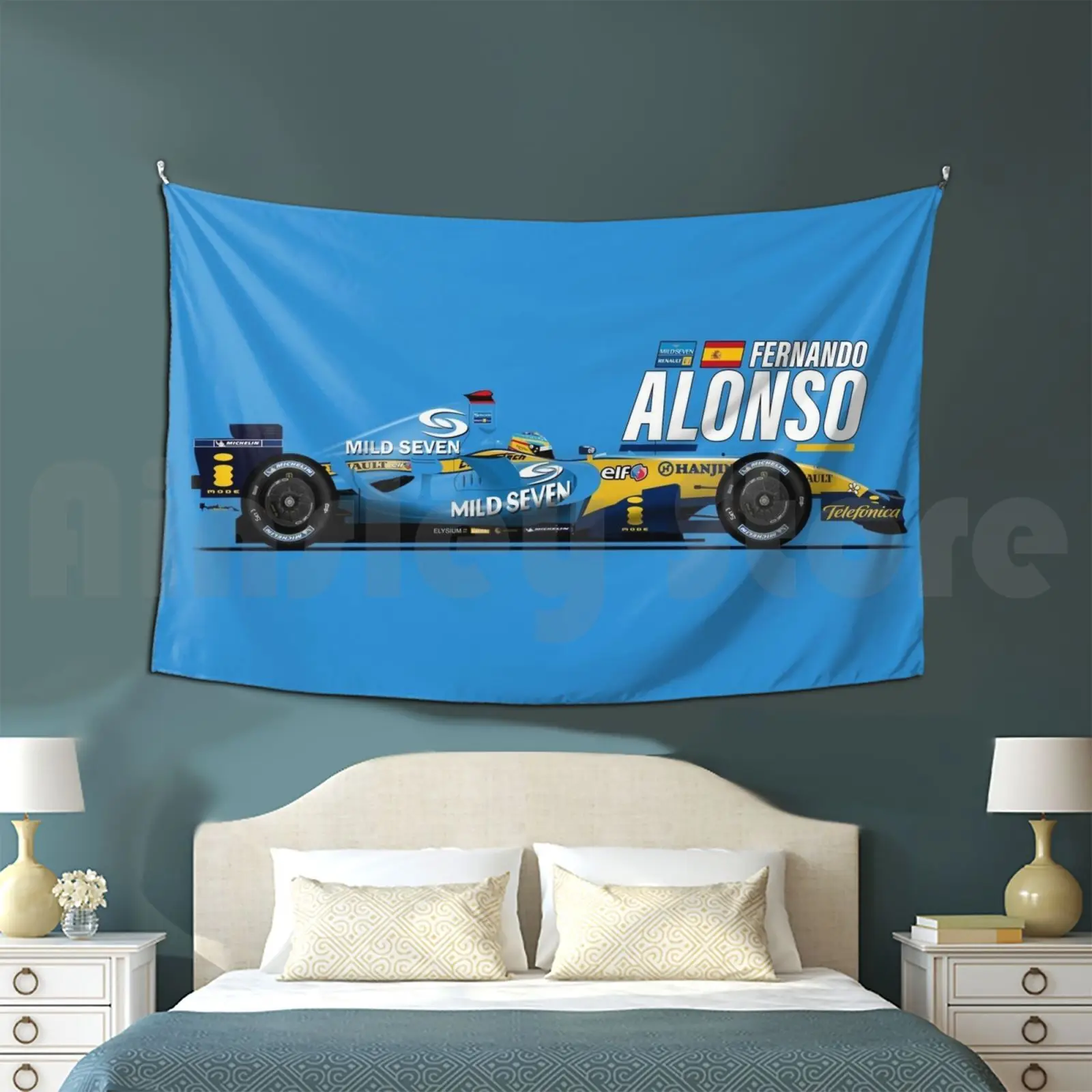 

R26 Fast Text-2006-Fernando Alonso Tapestry Living Room Bedroom Fernando Fernando Alonso Grand Prix