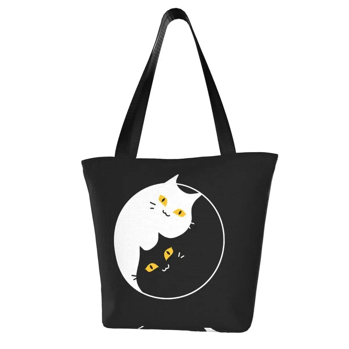 Yin And Yang Pet Cat Black White Kitten Kitty Gift Shopping Bag Aesthetic Cloth Outdoor Handbag Female Fashion Bags