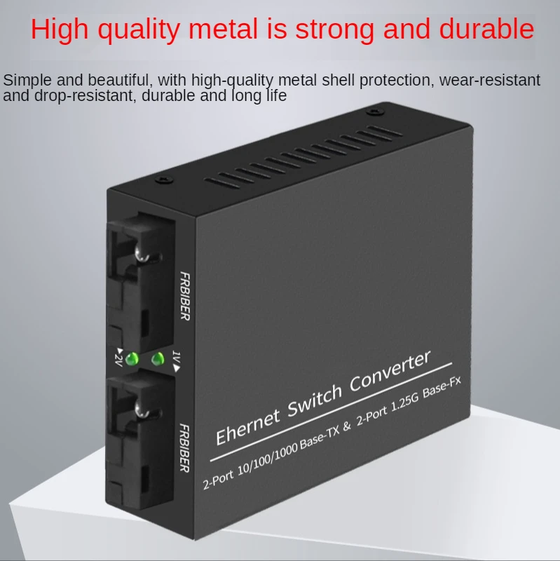 Fiber Optic Ethernet Switch Converter 10/100/1000 Base Gigabit Fiber Transceiver Photolectric Transducer  2 SC Port  2 RJ45 Port