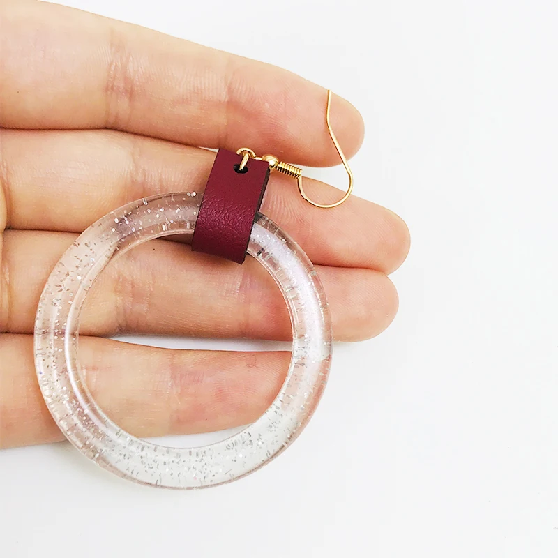 Женские акриловые серьги Cpop блестящие с кожаным ремешком|Серьги-подвески| |