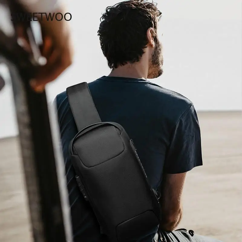 

Hot Chest Bag New Anti-Thief Men Crossbody Bag Waterproof Shoulder Bags Usb Charging Short Trip for Male Travel Pack