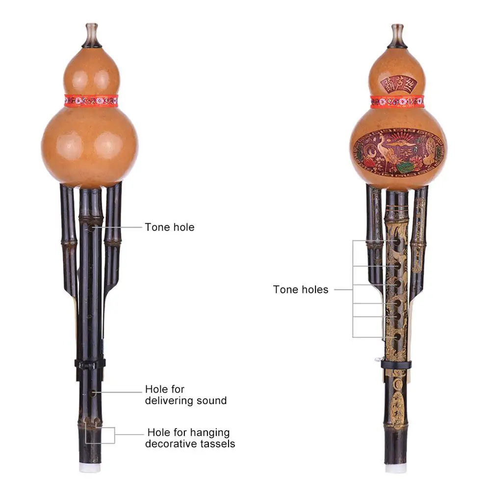 Chinese Handmade Hulusi Gourd Cucurbit Flute Ethnic Musical Instrument C Key Bb Tone for Beginner Music Lovers Gift | Спорт и