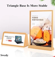a6 105x148mm double sided acrylic menu paper desktop counter poster holder sign display stand wood photo picture poster frame