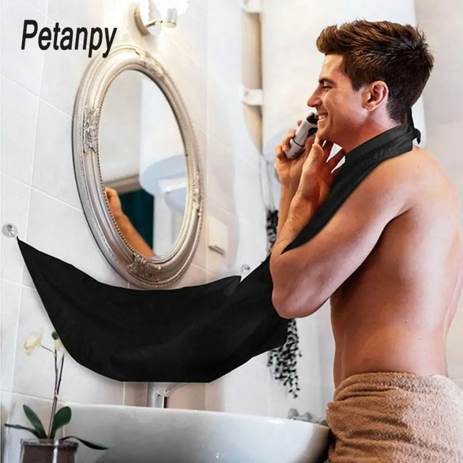 

1Pcs 120x80cm Man Bathroom Apron Black Beard Apron Hair Shave Apron for Man Waterproof Floral Cloth Household Cleaning Protecter