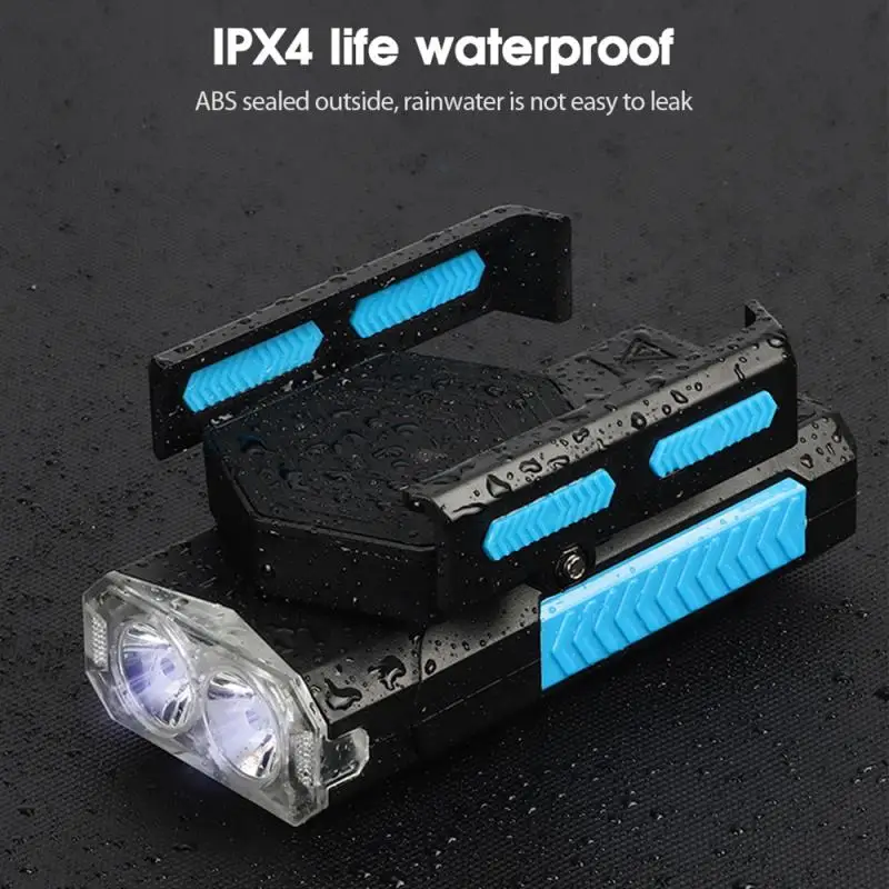 

5in 1 Bicycle Horn Bracket Headlight Multifunctional MTB Bicycle Lamp With Horn Anti-skid Mobile Phone Holder Bike Accessories