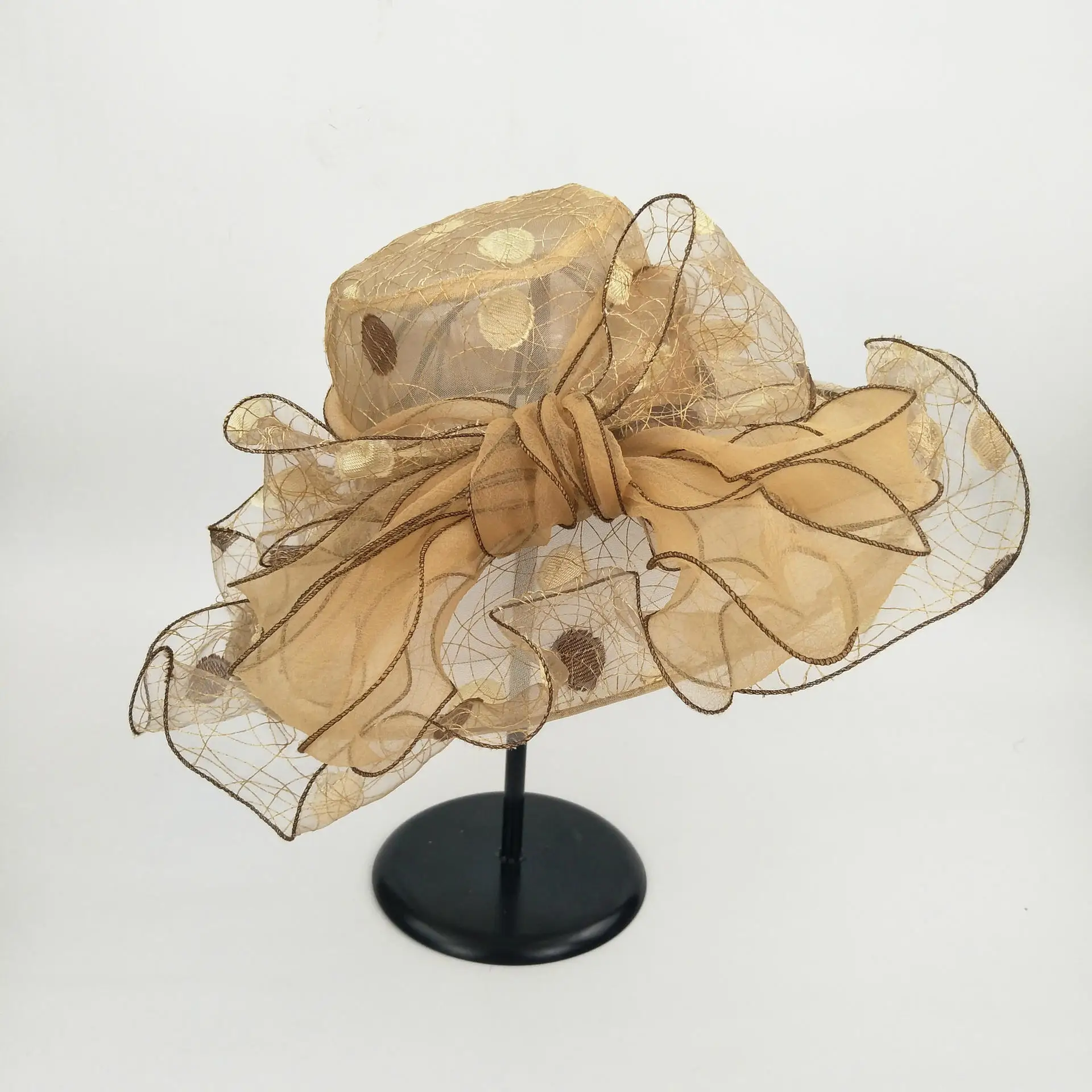 

2021 Summer New UV Protection American Ladies Fashion Cap Bowknot Bird Nest Fashion Net Gauze Cap Sun Hat