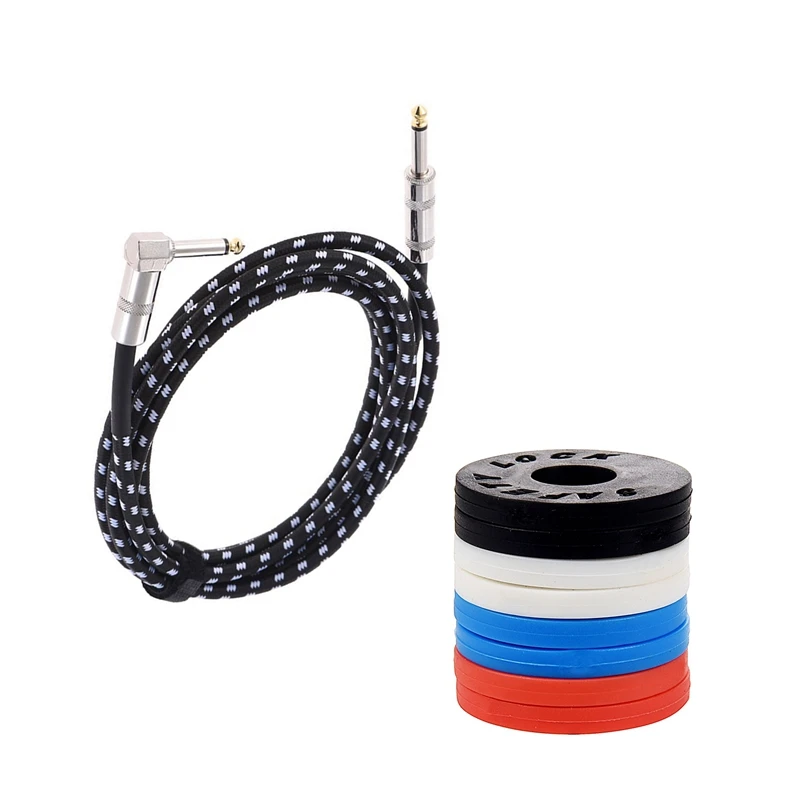 

9 Pcs Accessories: 1 Pcs 3 Meters Electric Guitar Bass Musical Instrument Cable Cord & 4 Pair Guitar Strap Locks Blocks