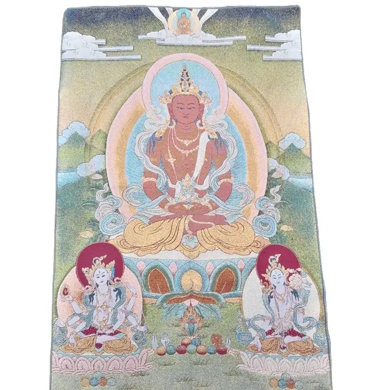 

China Old Tibet Silk Thangka Like Hanging Painting Fengshui Tibetan Measureless Life Buddha