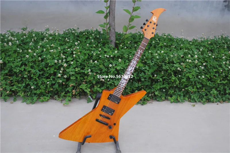 

New custom version of goose shaped shaped electric guitar mahogany sun flame fingerboard Mosaic, customizable