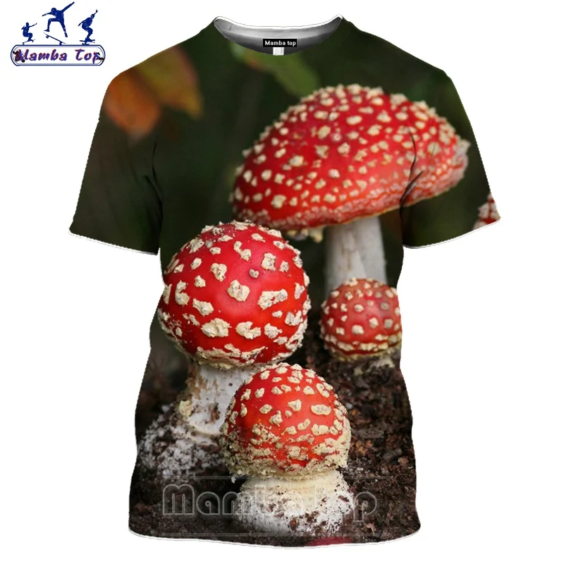 Топ Mamba футболка с 3D принтом растений и грибов летние цветные мужские футболки