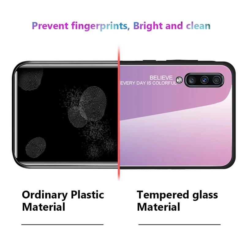 Чехол из закаленного стекла с градиентом 9H для Samsung Galaxy A10 A20 A30 A40 A50 A60 A70 A80 A90 5G M10 M20