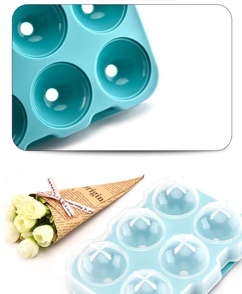 Форма для льда из силикагеля с 6 отверстиями круглая форма отверстия воды дизайн