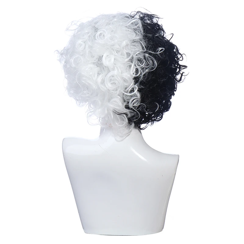 

1pcs Evil Women Black White Curly Hair Wigs Headwear Demon Cosplay Props