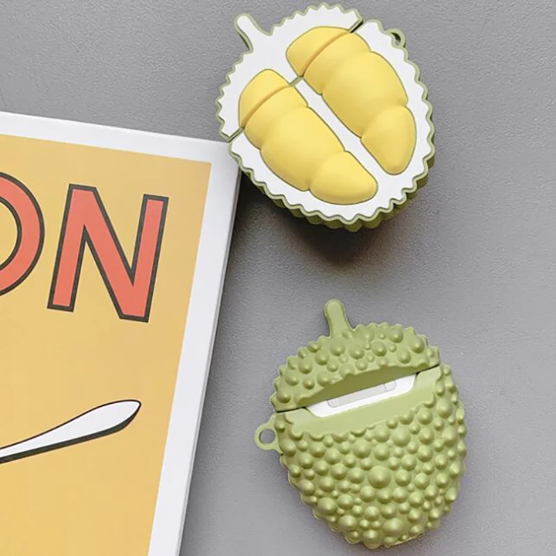 Durian Фрукты 3D чехол для Airpods1 2 силиконовый Apple Airpods милый наушников # EW|Аксессуары
