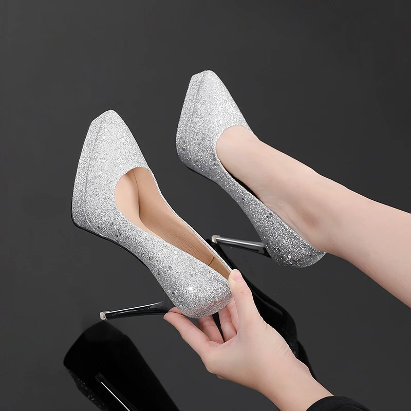 

Туфли на высоком каблуке для женщин, туфли невесты на золотом каблуке