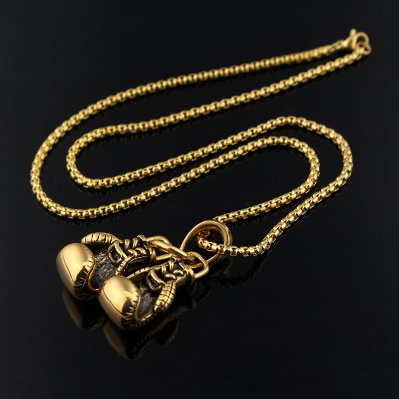 

2021 New Gold/Silver Plated Fashion Mini Boxing Glove Necklace Boxing Jewelry Cool Charm Pendant For Men Boys Gift Choker