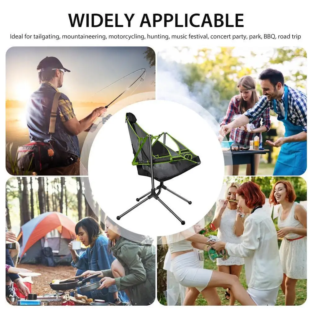 저렴한 휴대용 캠핑 의자 야외 접이식 비치 문 의자 발판 베개 레저 의자 250KG 낚시 비치 스윙 의자