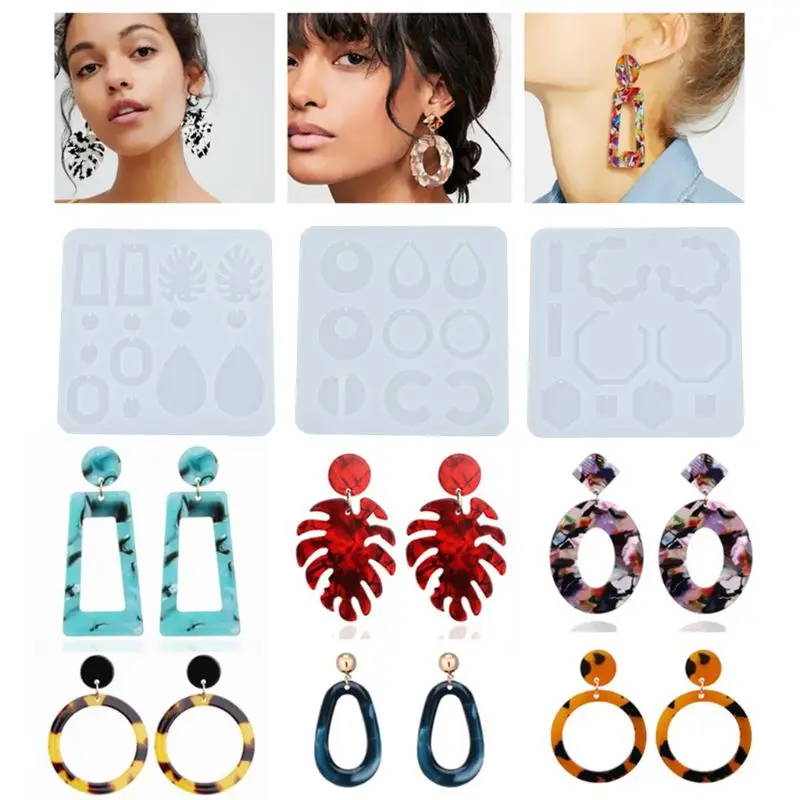 

Crystal Epoxy Resin Mold Earring Pendant Casting Silicone Mould DIY Crafts Jewelry Making Tools