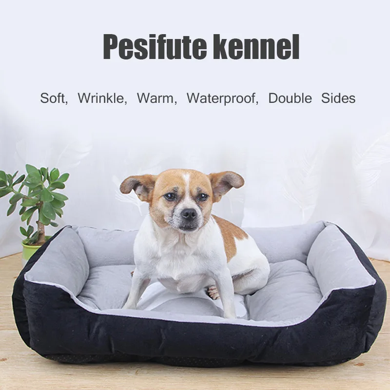 

Calming Dog Bed Washable Kennel Pet Floppy Extra Comfy Plush Warm Cushion with Nonslip Bottom All Size Dog House