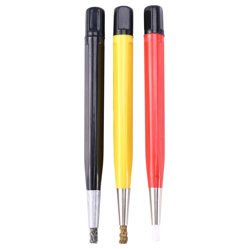 

3Pcs Rust Removal Brush Pen Glass Fiber / Brass / Steel Brush Pen Shape Watch Parts Polishing Tool Watch Parts Accessory