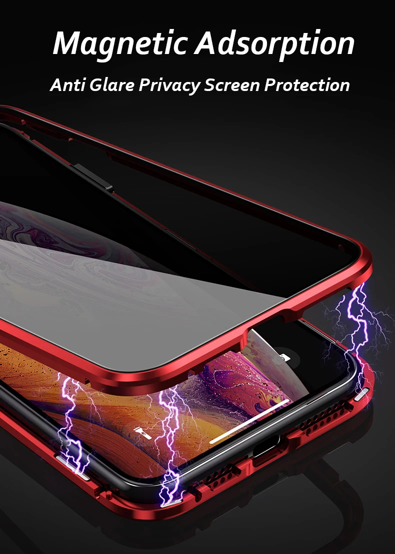 Антибликовый Магнитный чехол для iPhone 11 Pro XS MAX XR двухсторонняя, для стекла металлический бампер для iPhone 8 7 6 Plus