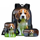 Рюкзаки для девочек-подростков с принтом животных, собак, биглей, 3 шт.компл.