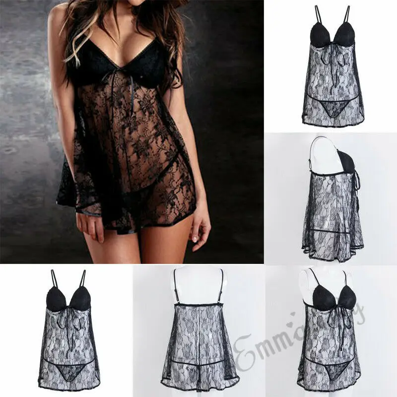 Sexy Lingerie Lace Dress Babydoll Women Underwear Nightwear Sleepwear Plus Size Bikini Cover Up Beachwear | Женская одежда