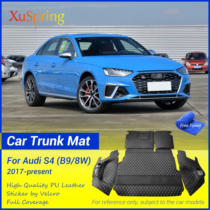 

For Audi S4 2017-2021 B9/8W Car Trunk Mat Durable Boot Carpets Cargo Liner Full Coverage Protective Accessories Water Dust Proof