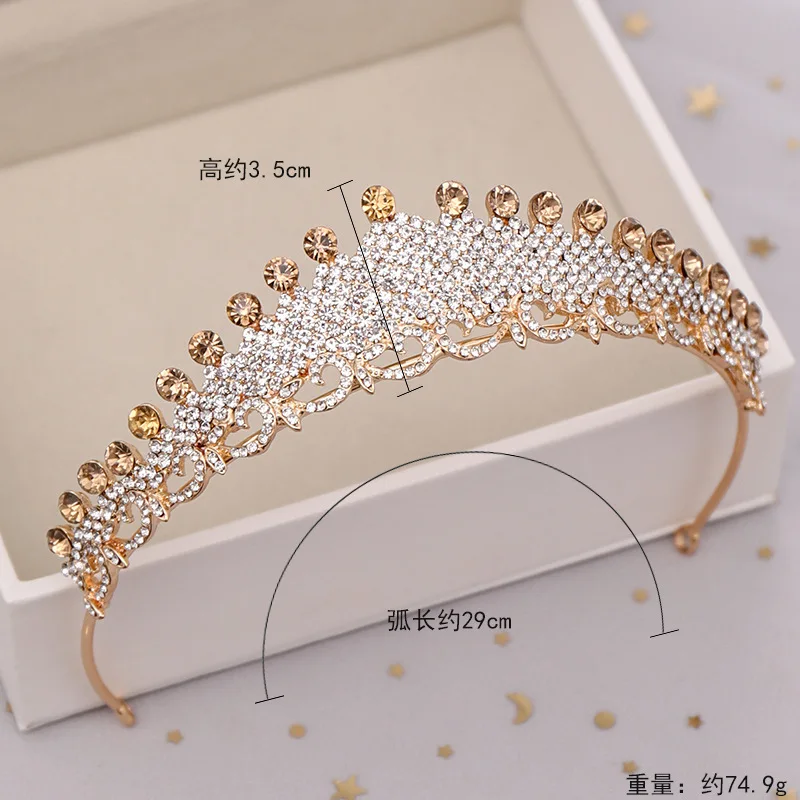 Золотая Хрустальная Женская корона свадебные украшения для волос аксессуары