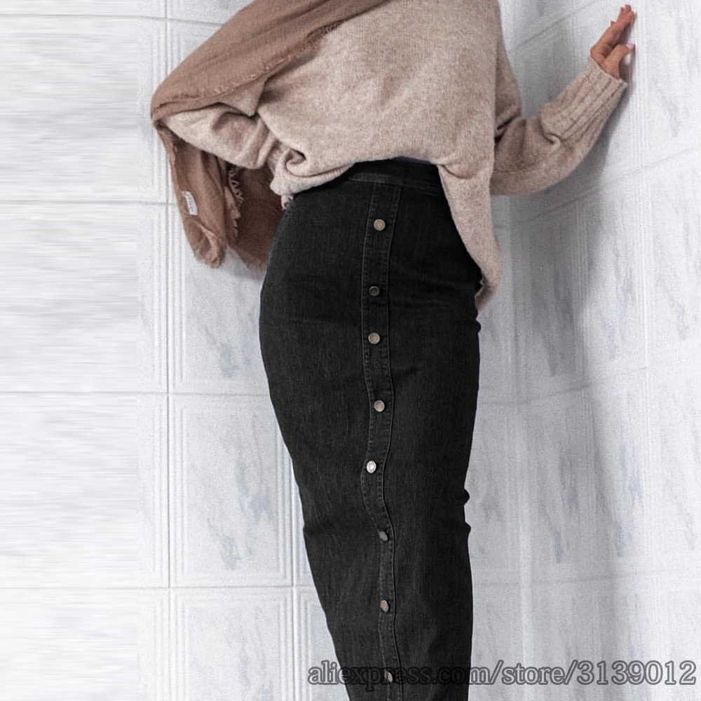 Faldas Mujer Moda, длинная джинсовая юбка с высокой талией и пуговицами, Женские джинсы-карандаш, облегающие макси юбки, Jupe Longue Femme Spodnica