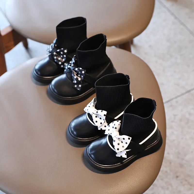 

Короткие ботинки для девочек, Новинка осени 2021, повседневная обувь, детские ботинки, Нескользящие кожаные ботинки, модные детские Ботинки ...