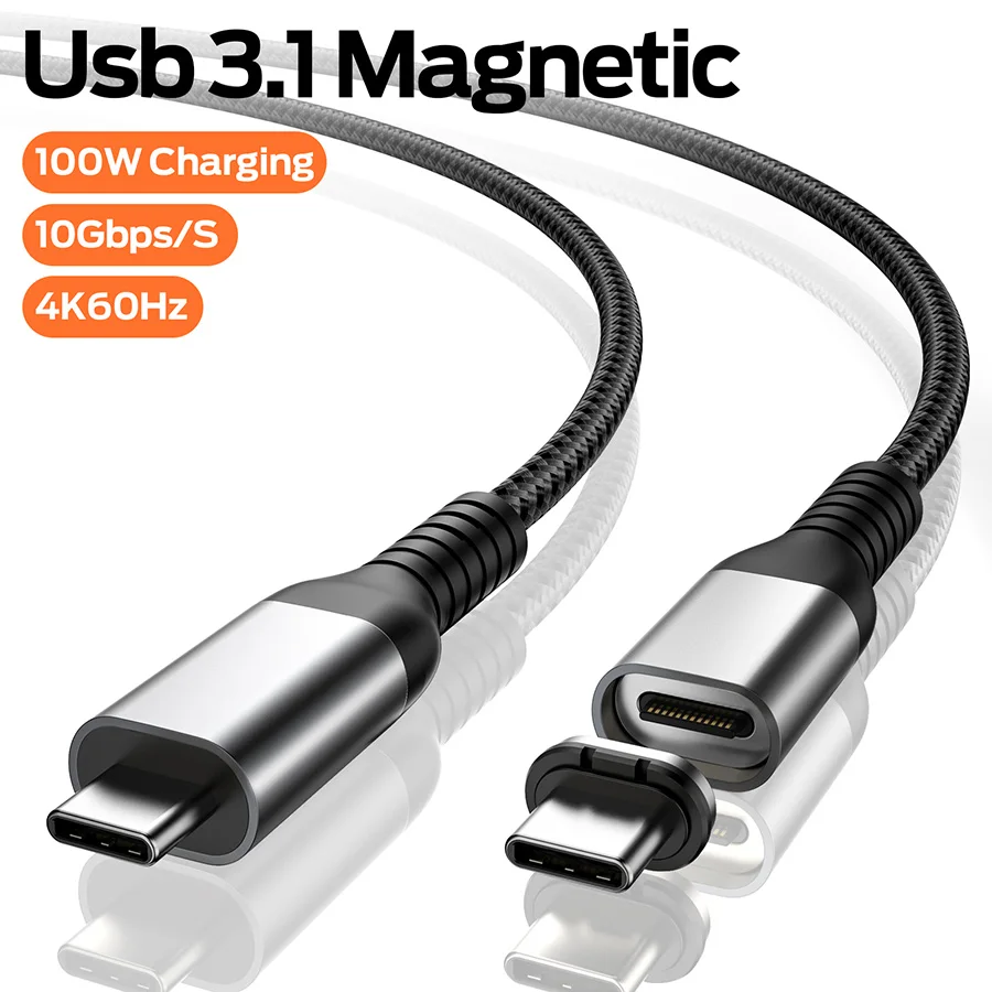 

Магнитный кабель для передачи данных PD 100 Вт с USB C на Type C для Macbook Pro, USB3.1, 4K, HD, для передачи видео, для компьютера, телевизора, экрана, проекцион...