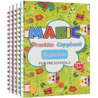 new 2021 copybook set practical reusable writing tool for children wipe free baby copybook magic book stickers 2books23pcs gift