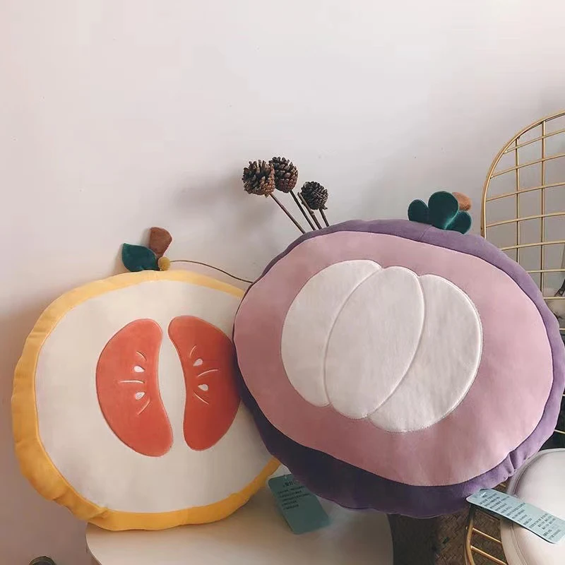 

Ins Style Creative Fruit Pillow Cushion Doll Plush Toy Lovely Mangosteen Kiwi Soft and Comfortable Home Decoration Girl Gift