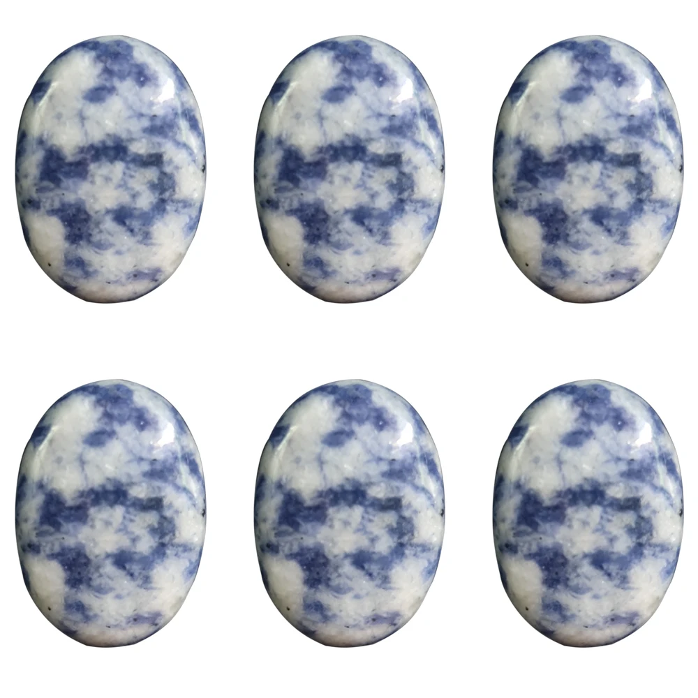 

Blue And White Stone 18*25mm Oval Minerale Gemstone Reiki Home Decoration Natural Stone Jewelry Accessories