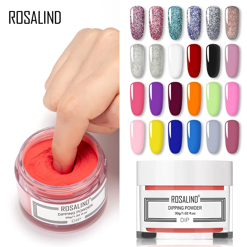 ROSALIND 30 г блестящая голографическая пудра для ногтей 24 цвета дизайн ногтей все для маникюра натуральный сухой без лампы