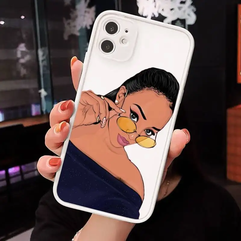 

Melanin Poppin African Black Girl Phone Cases Matte Transparent for iPhone 7 8 11 12 s mini pro X XS XR MAX Plus cover funda