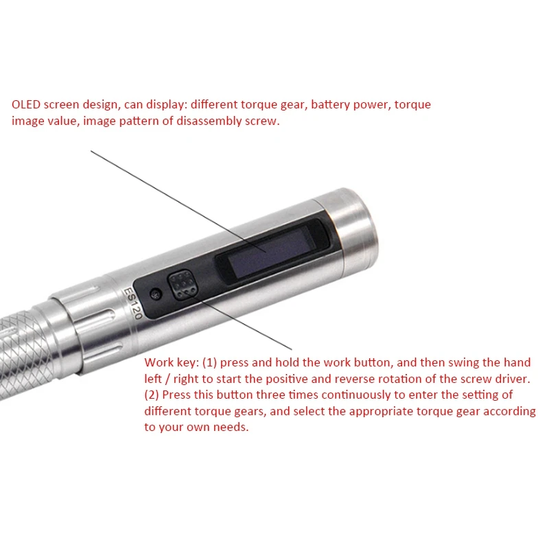 Multifunctional 3-5V ES120 Plus Motion Control Screwdriver Cordless Electric OLED W/Bits Power Tool | Инструменты