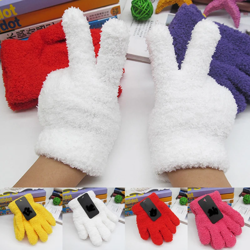 

Cute Kids Boy Girls Children Full Finger Gloves Hand Mittens Warm Winter