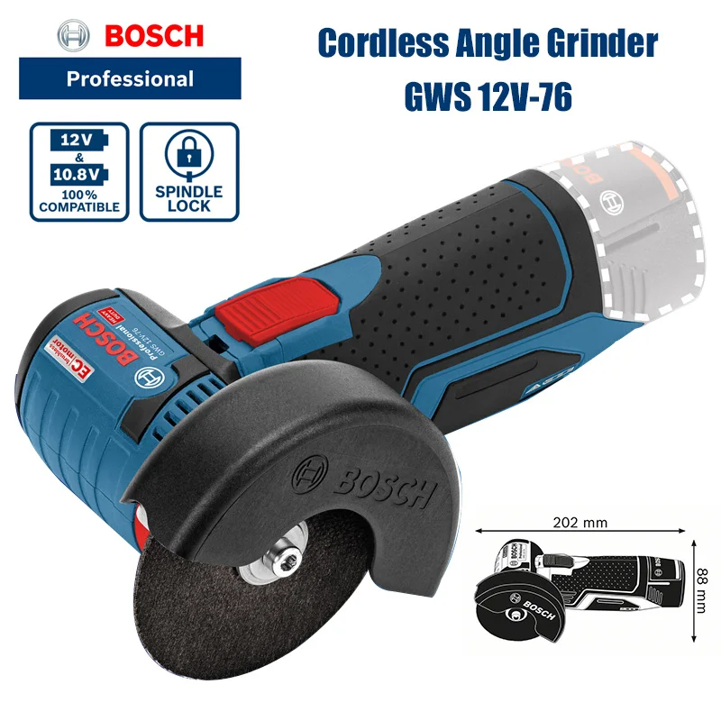 Небольшая Беспроводная угловая шлифовальная машина Bosch GWS 12v-76 Бытовая