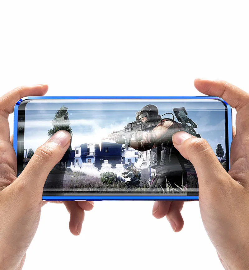 Магнитный металлический чехол для Samsung Galaxy S9 Plus чехлы телефонов из закаленного