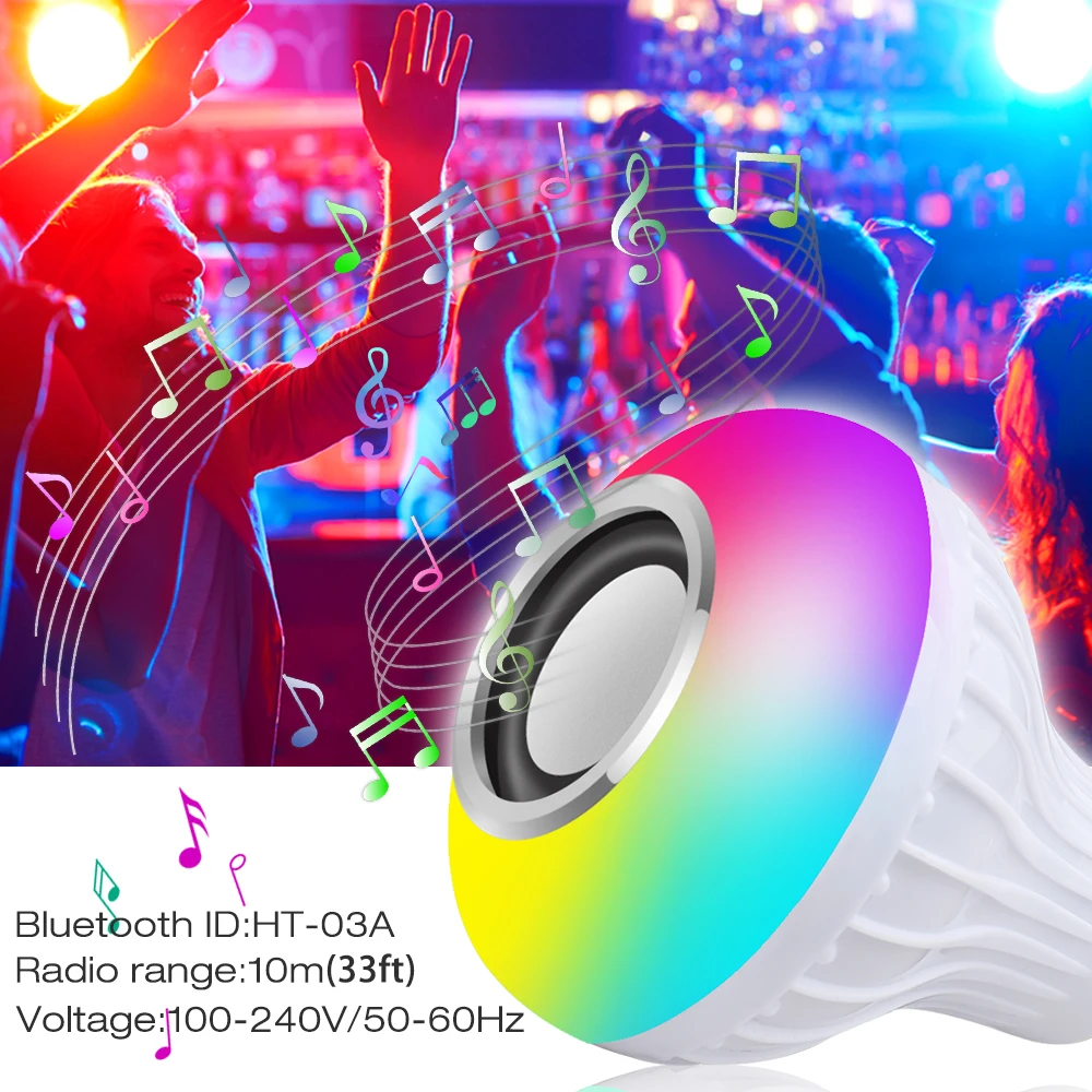 RGB Лампочка Bluetooth динамик музыка воспроизведение диммируемая Светодиодная лампа