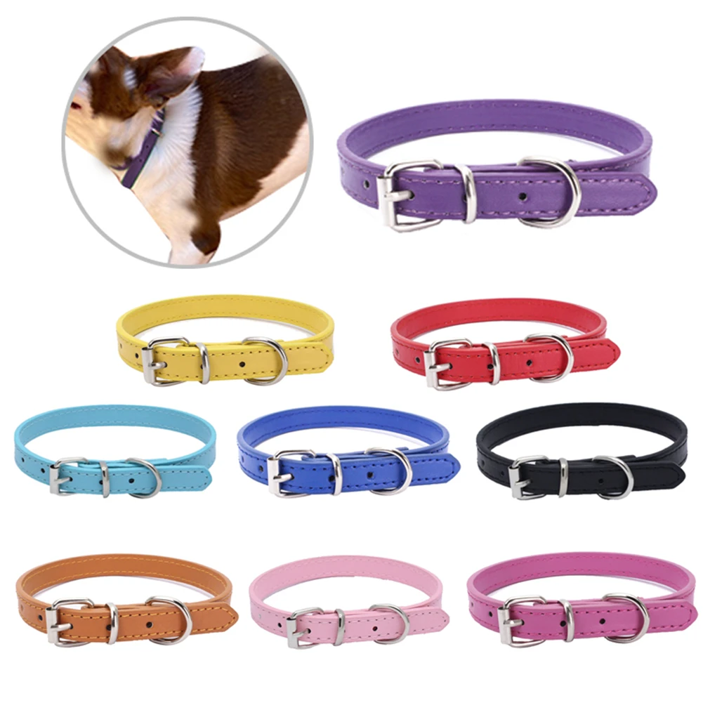 Новый сплошной цвет ПУ + цинковый сплав Материал ошейник для домашних животных