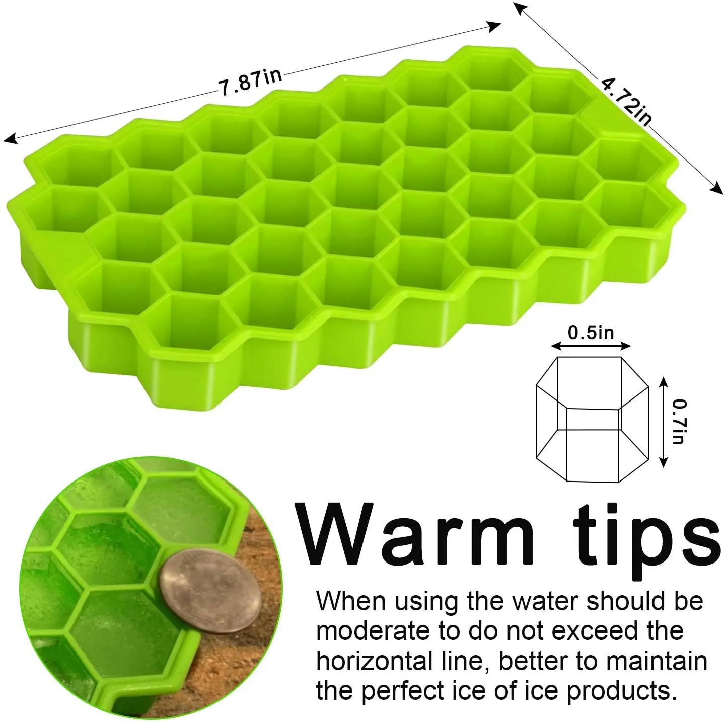

37 Cells Ice Cube Mold Silicone Ice Tray Suitable For Whiskey Cocktails Food Grade Flexible Molds Honeycomb Kitchen Bar
